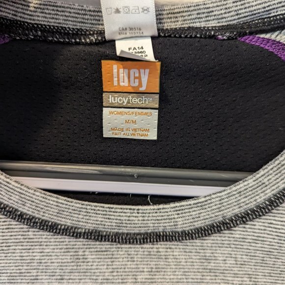 Lucy Women's Lucy Tech Activewear Top Black & White Striped Size Med - Picture 4 of 6